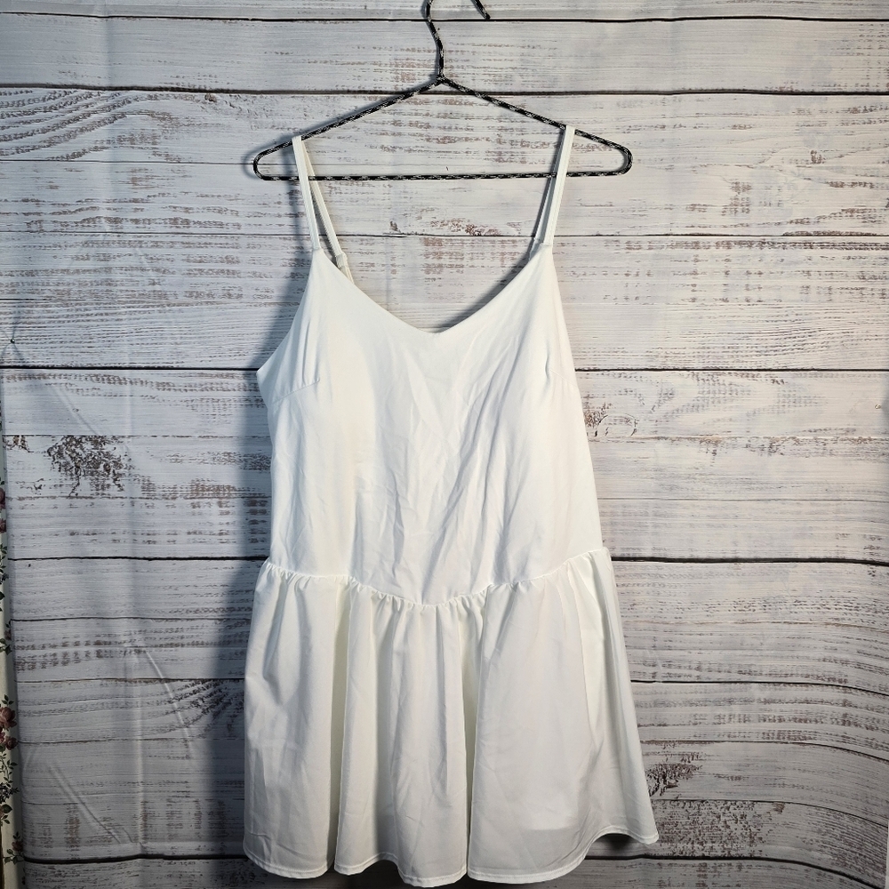 JoyLab Cream Spaghetti-Strap Mini Dress
